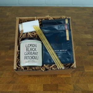 Tea and Candle Gift Box, Gift Wrapped with Card