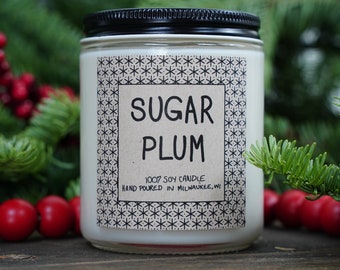 Sugar Plum Soy Candle, With Free Handwritten Card