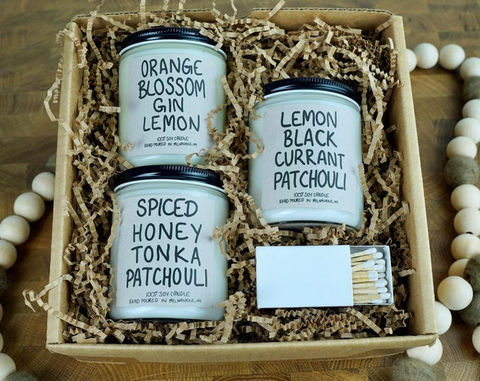 THREE Candle Blends, 4oz, 8oz, 16oz, Gift Wrapped with Card