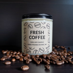 Fresh Coffee Scented Soy Candle, With Free Handwritten Card