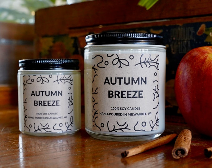 Autumn Breeze Scented Soy Candle, With Free Handwritten Card