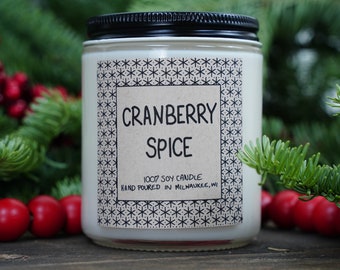 Cranberry Spice Soy Candle, With Free Handwritten Card
