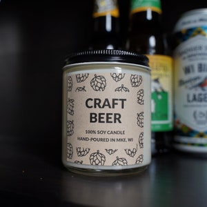 Craft Beer Scented Soy Candle, With Free Handwritten Card