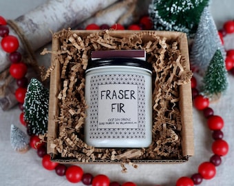 Fir Soy Candle, 4oz, 8oz, 16oz, Gift Wrapped with Card