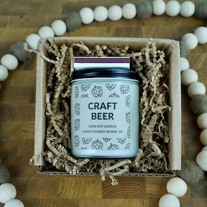 Craft Beer Soy Candle, 4oz, 8oz, 16oz, Gift Wrapped with Card