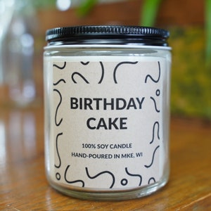 Vela de soja con aroma a tarta de cumpleaños, con tarjeta manuscrita gratis