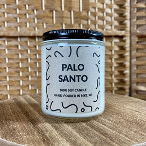 Vela de soja con aroma a palo santo, con tarjeta manuscrita gratis
