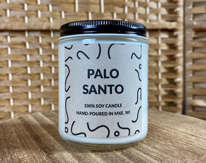 Palo Santo Scented Soy Candle, With Free Handwritten Card