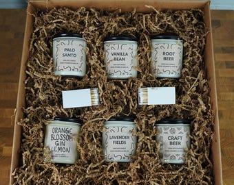 SIX Candles Custom Gift Box, Gift Wrapped with Card