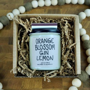 Orange Blossom Gin Lemon Soy Candle, 4oz, 8oz, 16oz, Gift Wrapped with Card