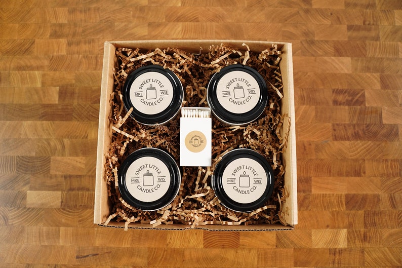 Pick Four Custom Candles Gift Box, Mix and Match Soy Candles, With Free Handwritten Card image 2