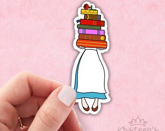 Pegatina de Princesa Leyendo // Regalo para lectores, pegatina para libros, agenda para portátil, botella de agua, teléfono móvil, vaso, diario
