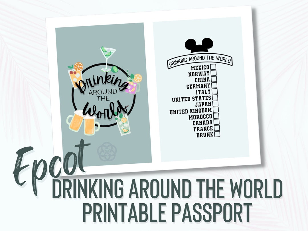 Drinking Around the World Passport Printable PDF Page, Epcot Drink