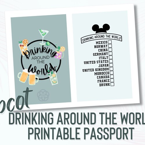EPCOT Drink Around the World Passport Editable Template Etsy