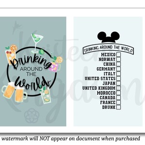 Drinking Around the World Passport Printable PDF Page, Epcot Drink ...