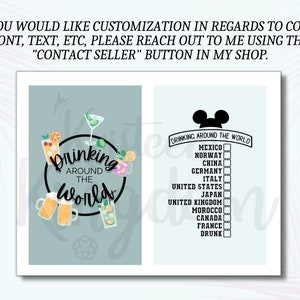 Drinking Around the World Passport Printable PDF Page, Epcot Drink ...