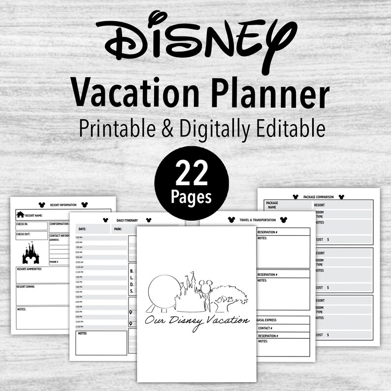 EDITABLE Deluxe Disney Vacation Planner Digital Download Etsy