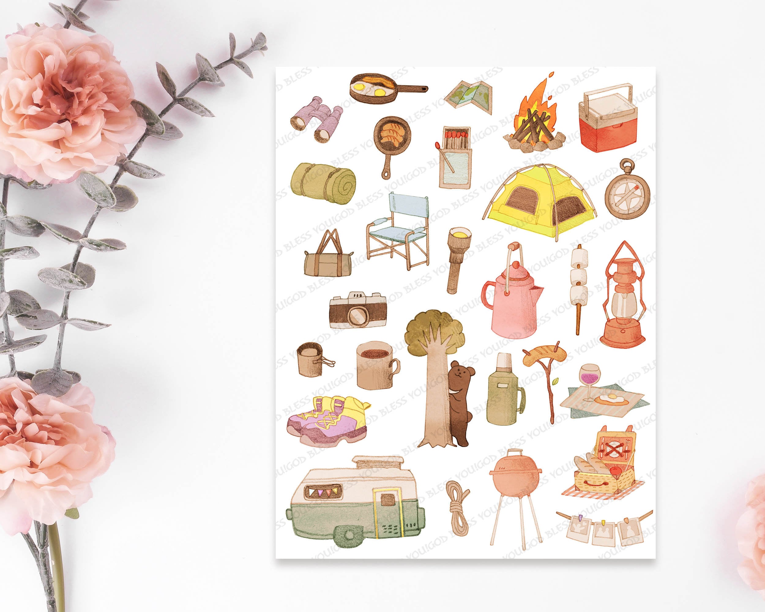Camp Sticker Craft Camping Printable Sticker,camping Stickers,camp Stickers,camping Clip ...