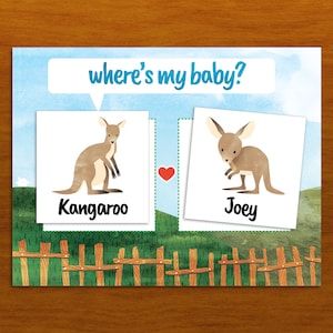 Animal Matching,Baby Animal Game,Animal Matching Game,Toddler Game,Preschool Game,Educational Game,  Montessori Game,Busy Bag,Printable Game
