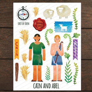 Cain and Abel,Bible Clip Art,Bible Journaling,Digital Sticker,Sticker Printable,Bible Stickers, Print,Christian Clip art,Religious clip art