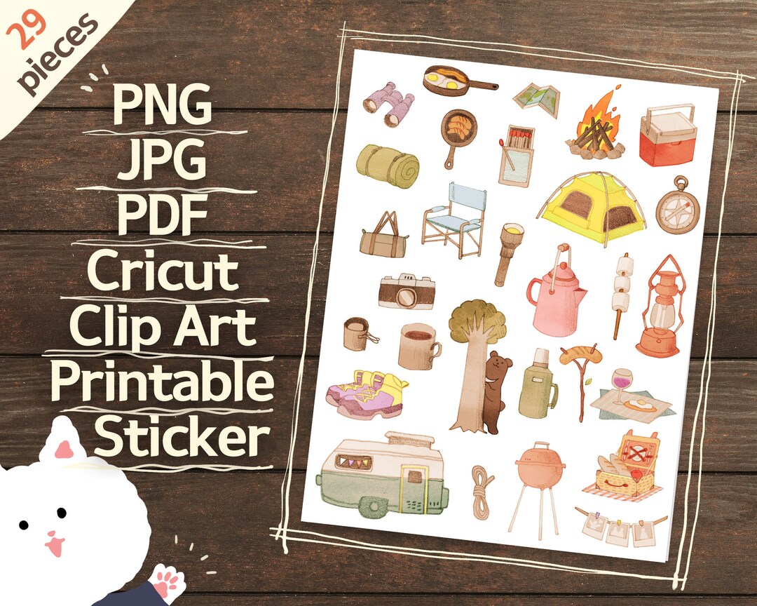 Camping Printable Sticker,camping Stickers,camp Stickers,camping Clip ...