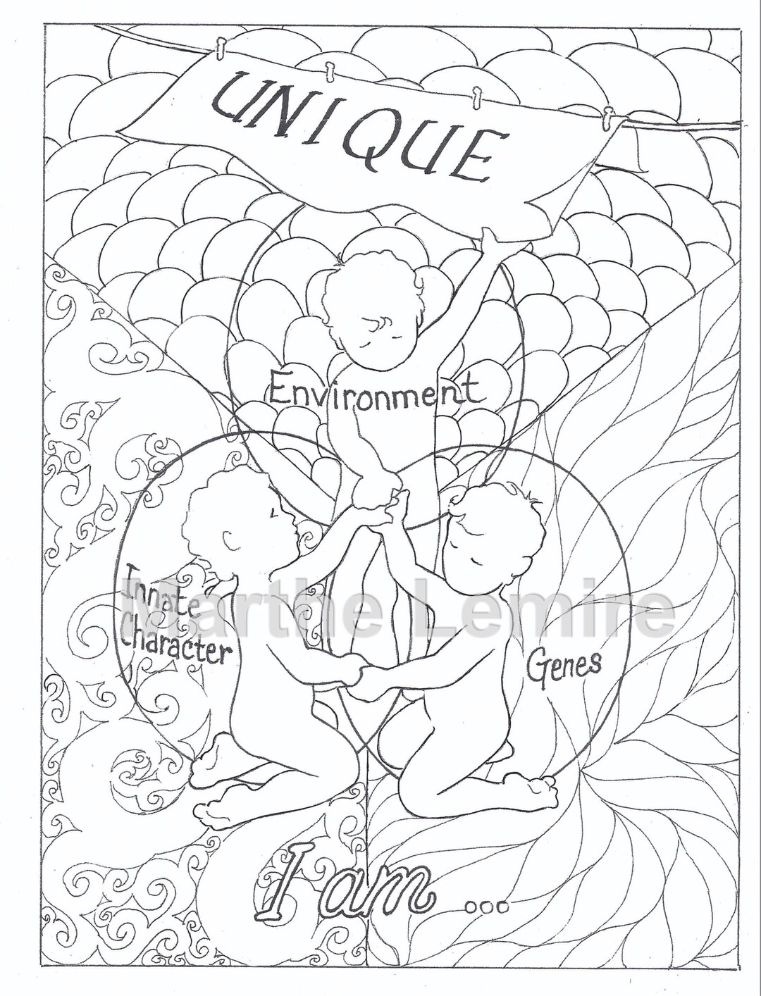 I Am - Self-help Coloring Page Hand Drawn by a Therapist, Digital ...