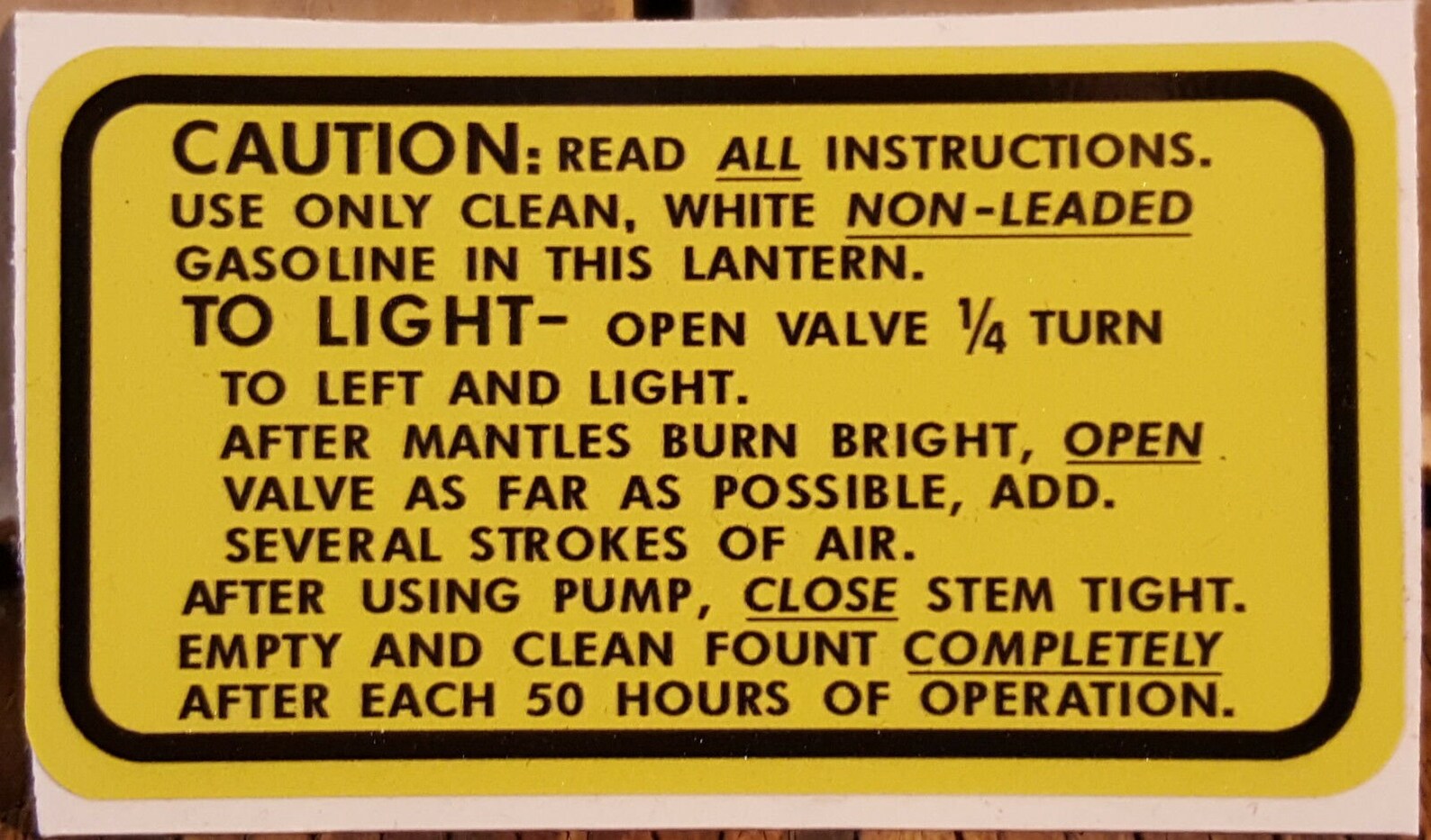 One 1 New Coleman Replacement Sticker Label Decal Lantern 220D/228D