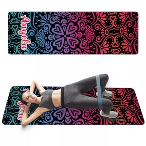 Personalized Mandala - PRINTED YOGA MAT With Name - Custom Yoga Mats -  Personalized Yoga Mat - Yoga Lover Gift - Pilates Yoga Mat
