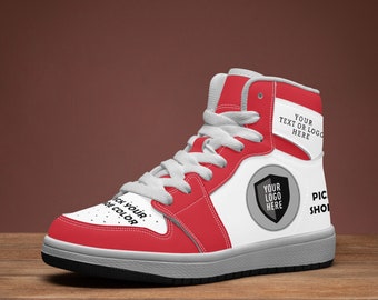 Customizable Vegan Leather High Top Sneakers for Kids - Personalized Team, Anime, Game, TV Show Designs