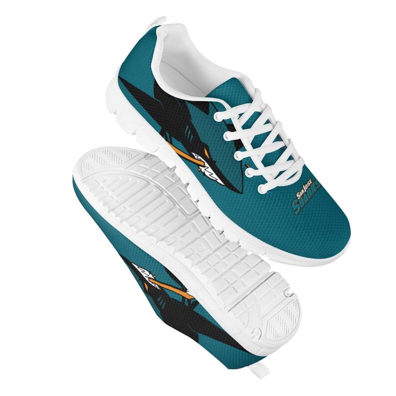 San Jose Sharks Fan Unofficial Running Shoes Sneakers White Etsy