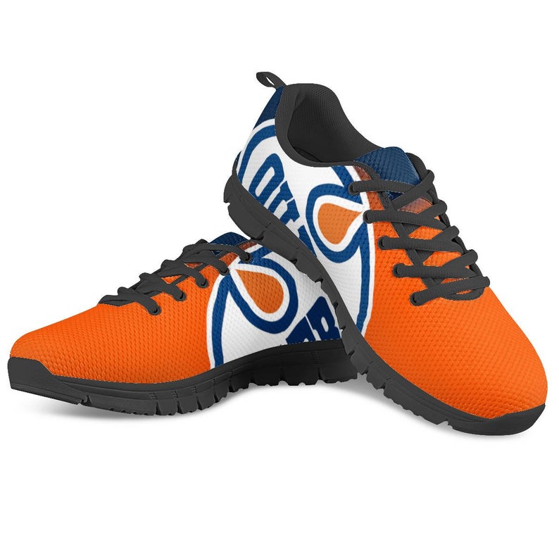 Edmonton Oilers Fan Unofficial Running Shoes Sneakers Black Etsy