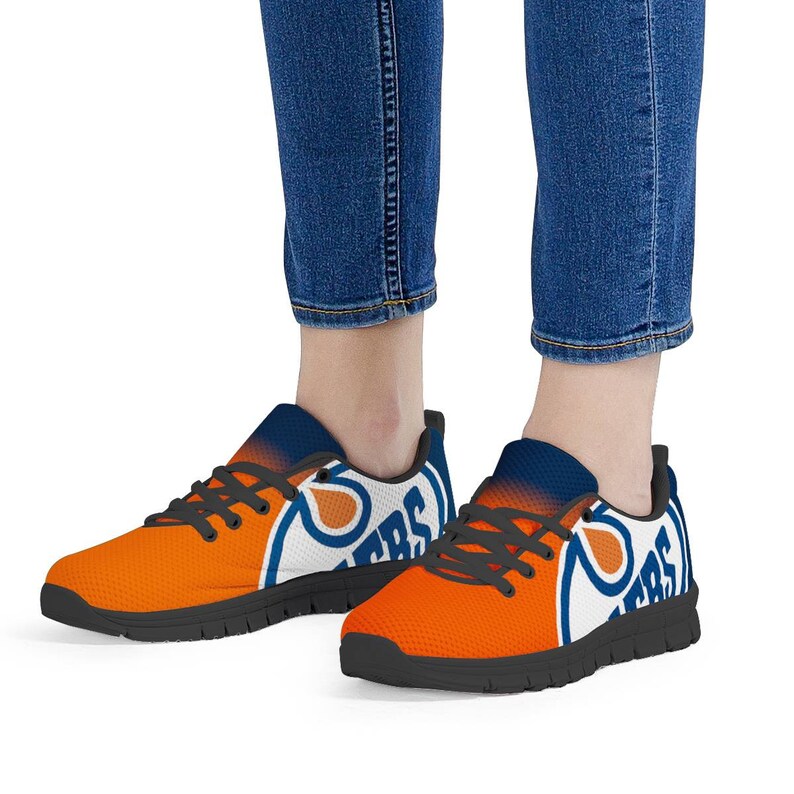 Edmonton Oilers Fan Unofficial Running Shoes Sneakers Black Etsy