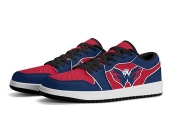 Custom Washington-Inspired Low Top Sneakers - Capitals Red, White, and Blue Shoes