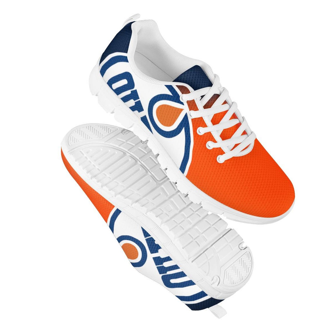 Edmonton Oilers Fan Unofficial Running Shoes Sneakers White Etsy
