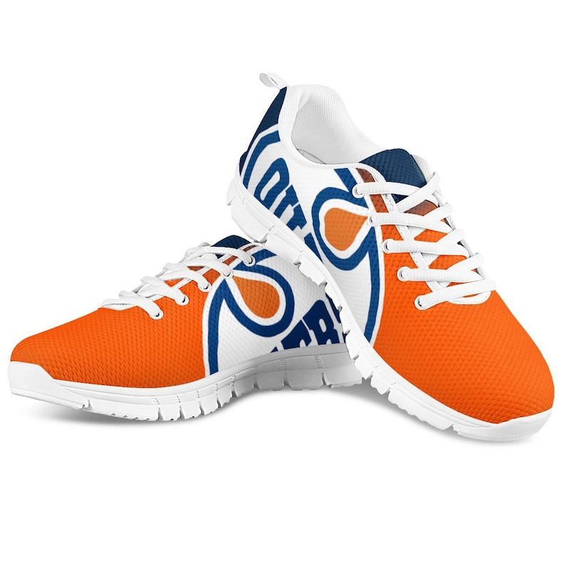 Edmonton Oilers Fan Unofficial Running Shoes Sneakers White Etsy