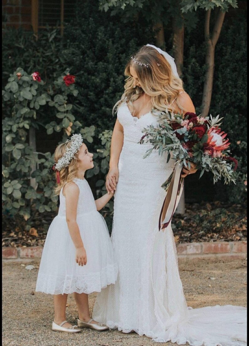 Ivory Flower Girl Dress With Blush Sash Flower Girl Dress Etsy