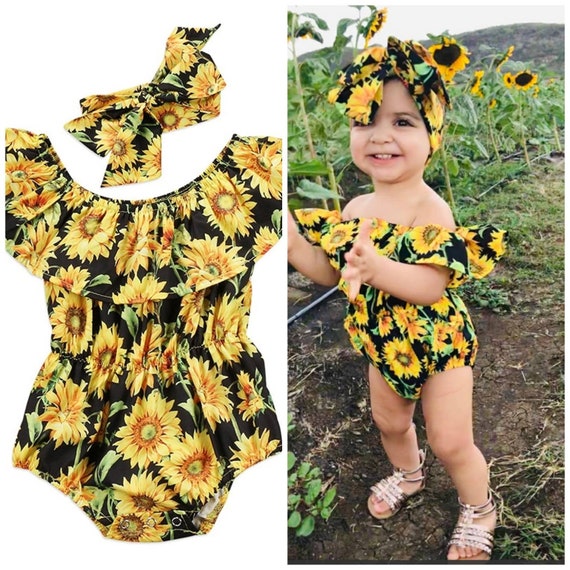 girls sunflower romper
