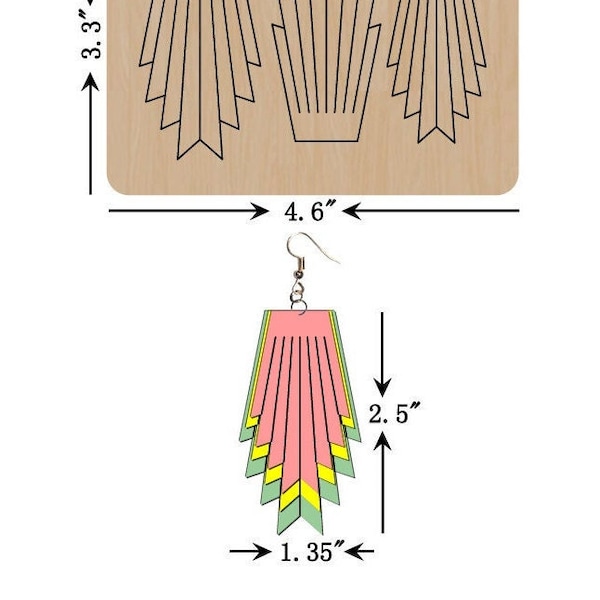 Leather Earring Die, 2.5-2.25-2 INCH, Fringe Earring Die, Orange Foam, Sizzix Compatible, JT4061