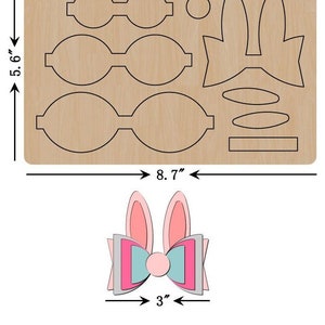 Easter Bunny Hair Bow Cutting Die, 3-inch, Sizzix Compatible