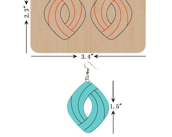 Cut & Emboss Leather Earring Die, 1.5 INCH, Abstract Teardrop Earring Die, Orange Foam, Sizzix Compatible, JT4864