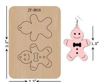 Gingerbread Leather Earring Cutting Die, 1.5 INCH, Christmas Earring, Sizzix Compatible, JT2015