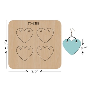 Leather Earring Cutting Die, 0.70 INCH, Heart Earring Connector Die, Sizzix Compatible, JT2387