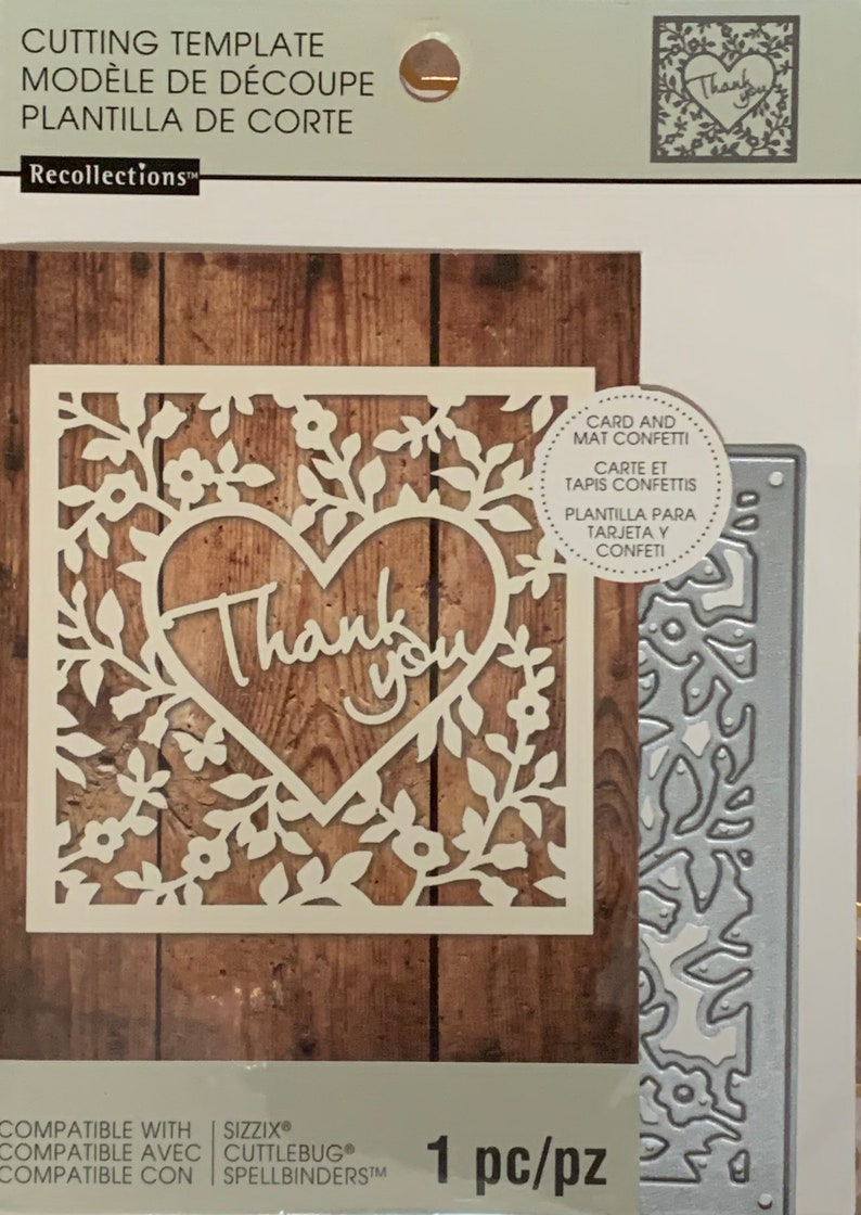 Thanks Heart Card & Mat Confetti Cutting Die Template By Within Recollections Card Template