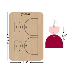 Leather Earring Cutting Die, 1.5 INCH, Bar Earring Die, Curve Half Bar Earring Die, Sizzix Compatible, JT3069