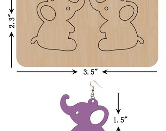 Leather Earring Cutting Die, 1.5 INCH, 1.20 INCH Wide, Elephant Earring Die, Sizzix Compatible, JT3216