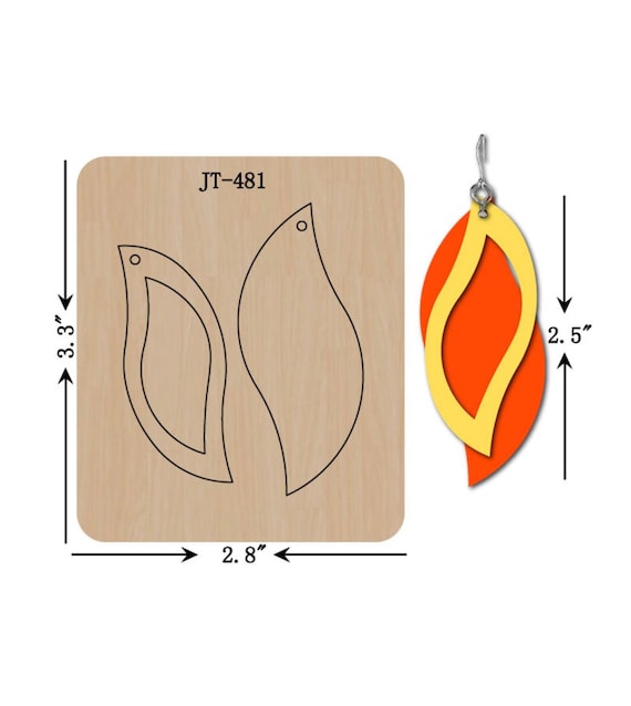 Leather Earring Cutting Die, INCH, Twist Leaf Earring Die