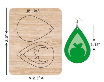 Apple Leather Earring Die, 1.75 INCH, Sizzix Compatible, JE1248