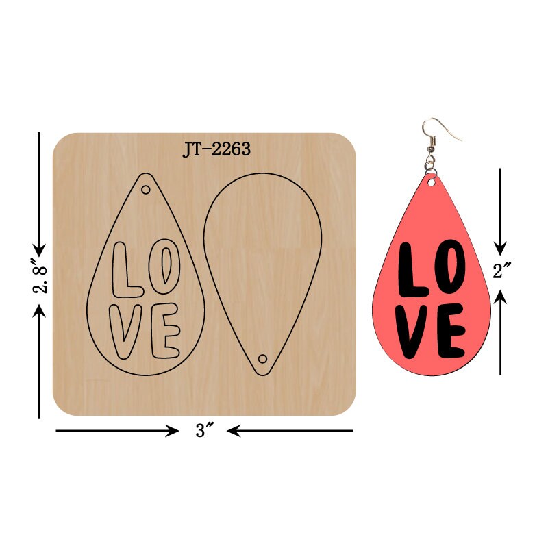 LOVE Leather Earring Die, 2-inch, Sizzix Compatible, JT2263 - Etsy