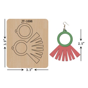 Leather Earring Cutting Die, 2.5 INCH, Fringe Fan Earring Die, SIzzix Compatible, JT1698
