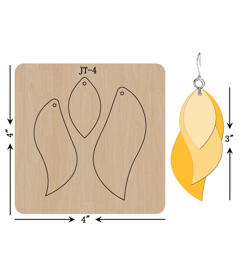 Leather Earring Cutting DieTrio Twist Earring Die Sizzix Compatible JT04